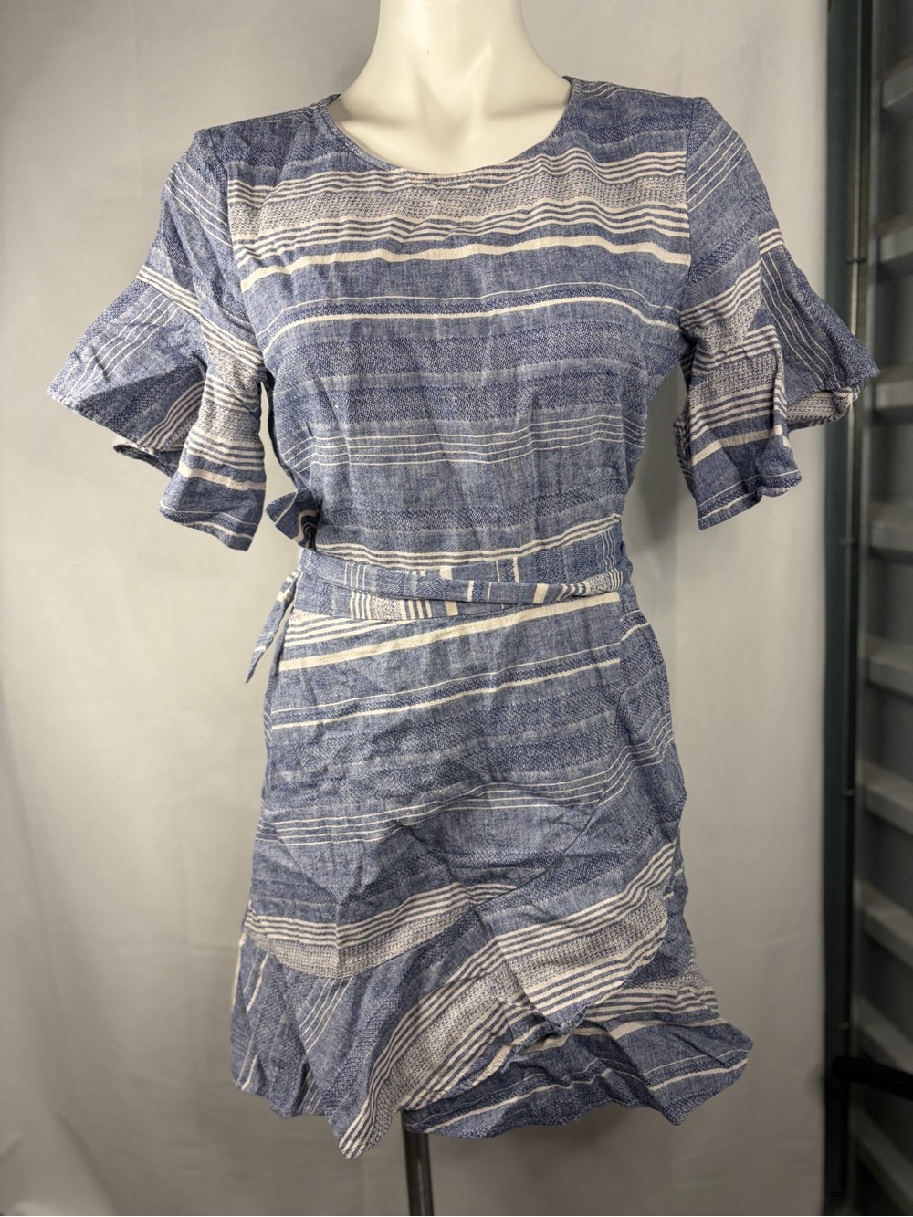 Express Blue and White Striped Top